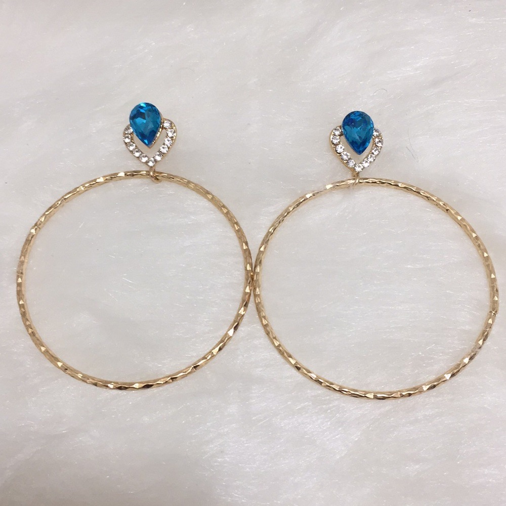 🌹Palm Beach Statement Dangle Hoop Earrings - Picture 2 of 4